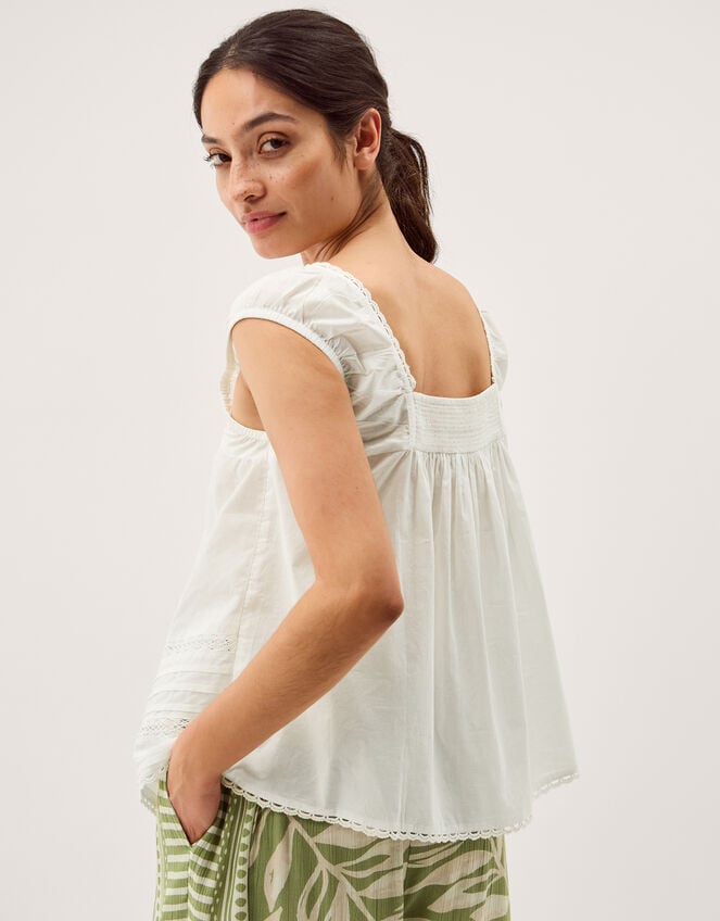 Olivia Lace Trim Top, Ivory (IVORY), large