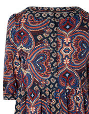 Himanshi Printed Dress with Linen and Organic Cotton, Red (RED), large