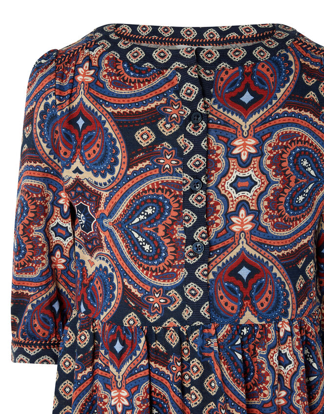 Himanshi Printed Dress with Linen and Organic Cotton, Red (RED), large
