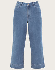 Wide Leg Cropped Jeans , Blue (DENIM BLUE), large