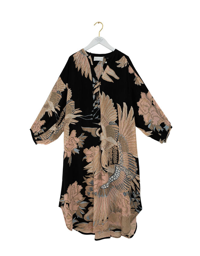 One Hundred Stars Darcy Crane Print Tunic Dress Black