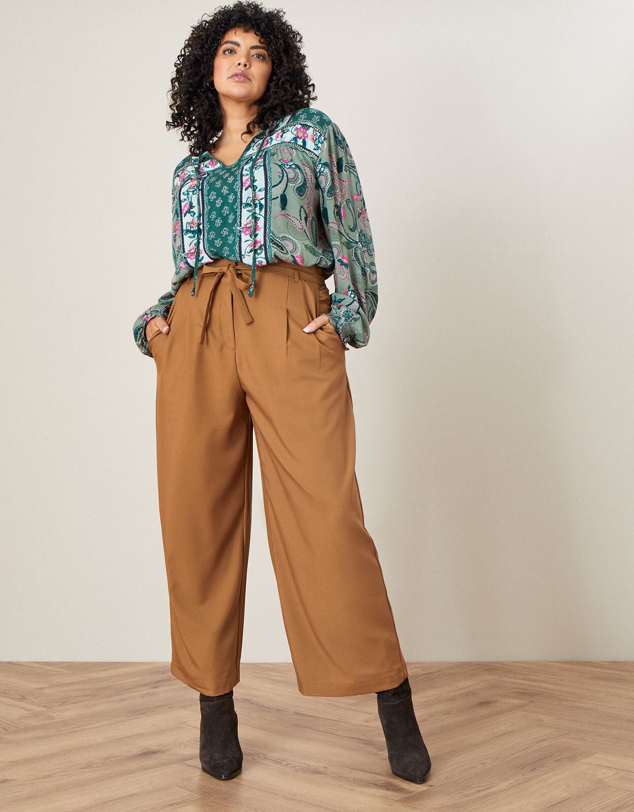Janice Wide Leg Trousers Camel 