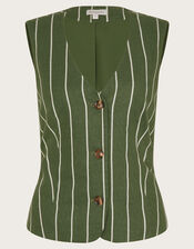 Susan Stripe Waistcoat, Green (KHAKI), large