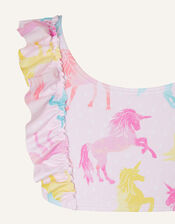 Multi Unicorn Frill Bikini Set, Pink (PALE PINK), large