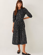 Orielle Print Jersey Midi Dress, Black (BLACK), large