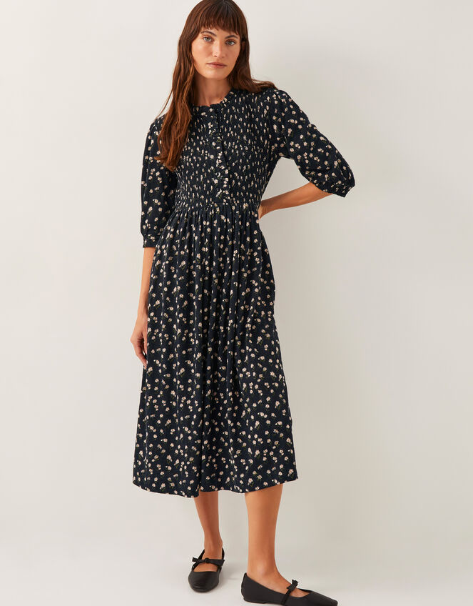 Orielle Print Jersey Midi Dress, Black (BLACK), large