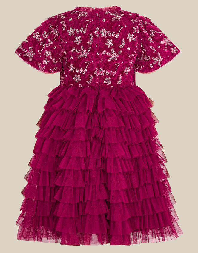 Shikha Bead Embellished Ruffle Party Dress, Purple (RASPBERRY), large