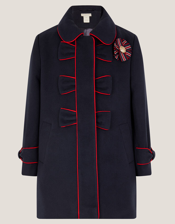 Piped Bow Coat, Blue (NAVY), large
