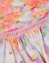 Floral Broderie Puff Sleeve Party Dress, Multi (MULTI), large