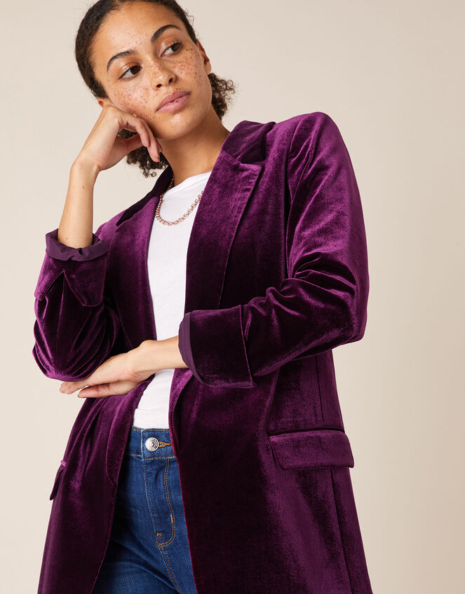 Velvet Blazer, Purple (PLUM), large