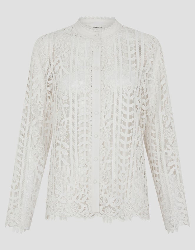 Lottie Lace Shirt, Ivory (IVORY), large