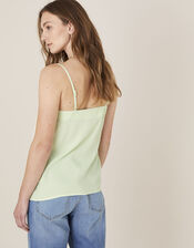 Pleated Trim Cami with Sustainable Viscose, Green (GREEN), large