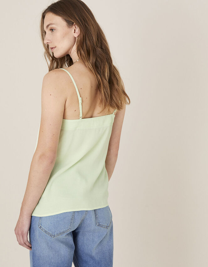 Pleated Trim Cami with Sustainable Viscose, Green (GREEN), large