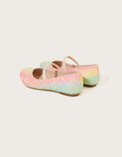Rainbow Glitter Lace Ballerina Flats	, Multi (MULTI), large