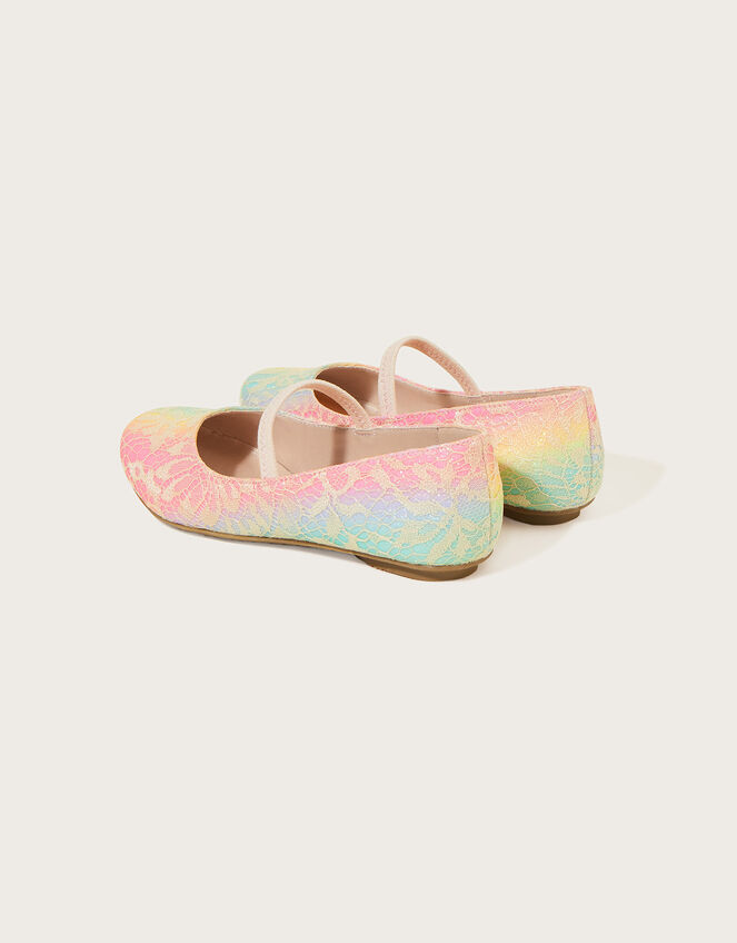Rainbow Glitter Lace Ballerina Flats	, Multi (MULTI), large