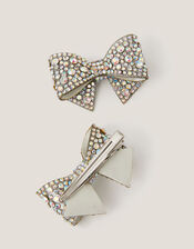 2-Pack Rhinestone Bow Hair Clips, , large