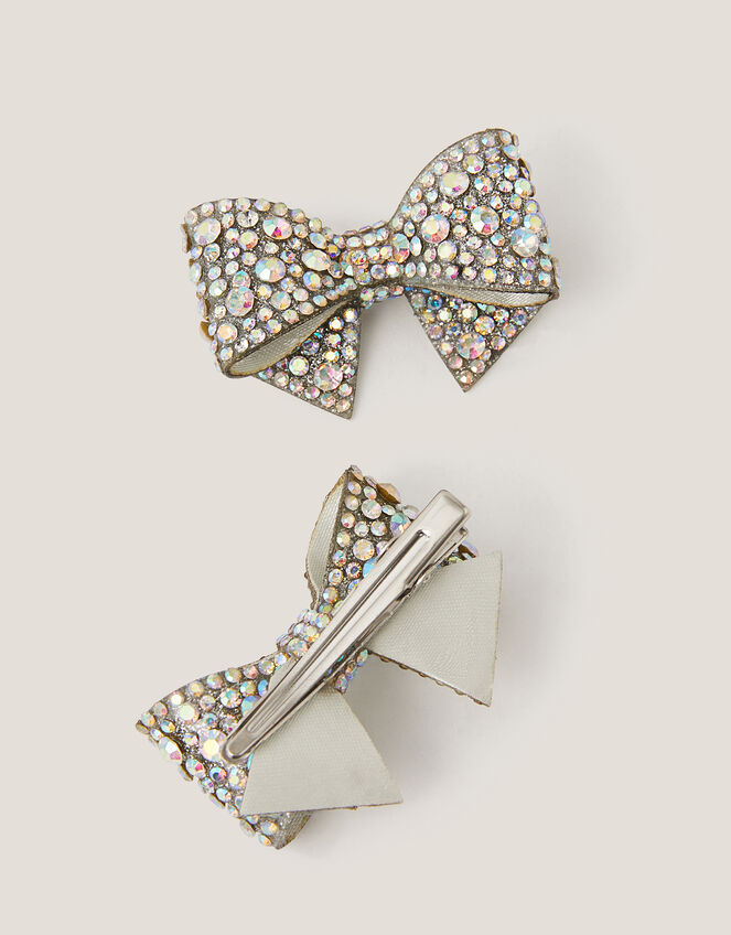 2-Pack Rhinestone Bow Hair Clips, , large