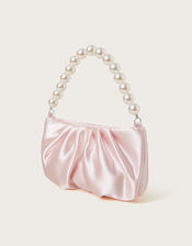 Pearl Strap Satin Party Bag, Nude (NUDE), large