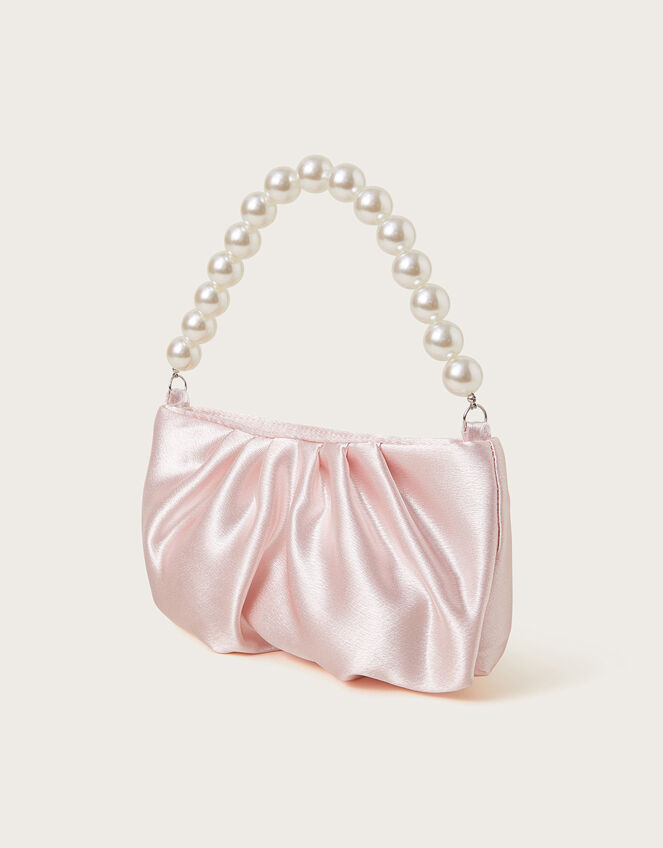 Pearl Strap Satin Party Bag, Nude (NUDE), large