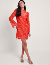 Lila Lace Tunic Dress, Orange (ORANGE), large