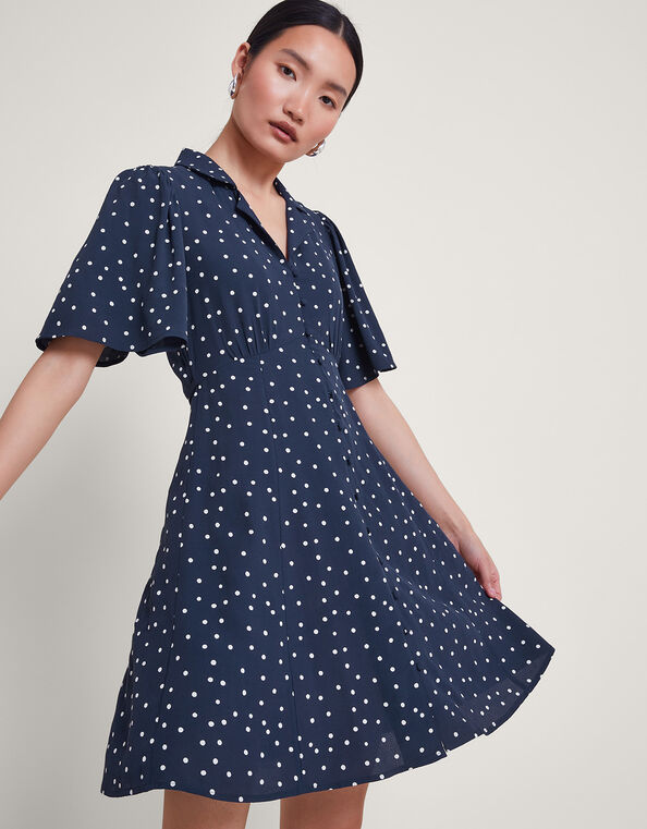 Shiloh Spot Dress, Blue (NAVY), large
