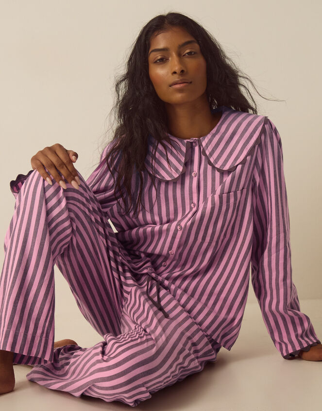 Sylvie Stripe Long Pyjamas Set, Pink (PINK), large