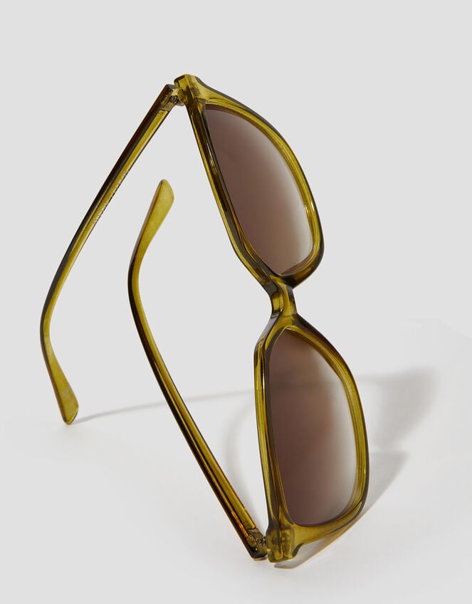 Tinted Square Sunglasses, Green (GREEN), large