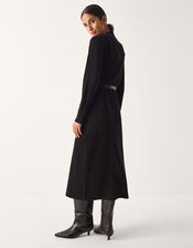 Cate Button Collar Midi Jumper Dress, Black (BLACK), large