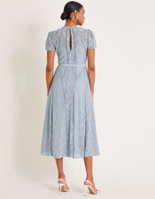 Ellie Lace Short Sleeve Midi Dress, Grey (GREY), large