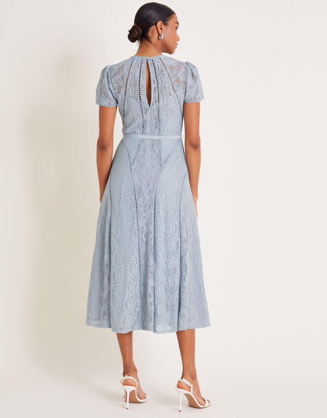 Ellie Lace Short Sleeve Midi Dress, Grey (GREY), large