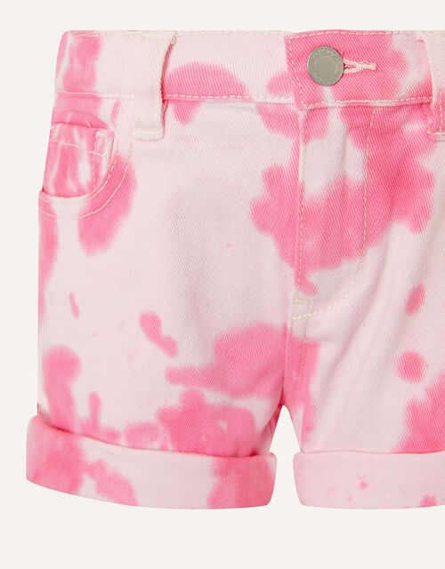 Tie Dye Denim Shorts, Pink (PINK), large