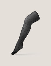 20 Denier Semi Sheer Polka Dot Tights, Black (BLACK), large