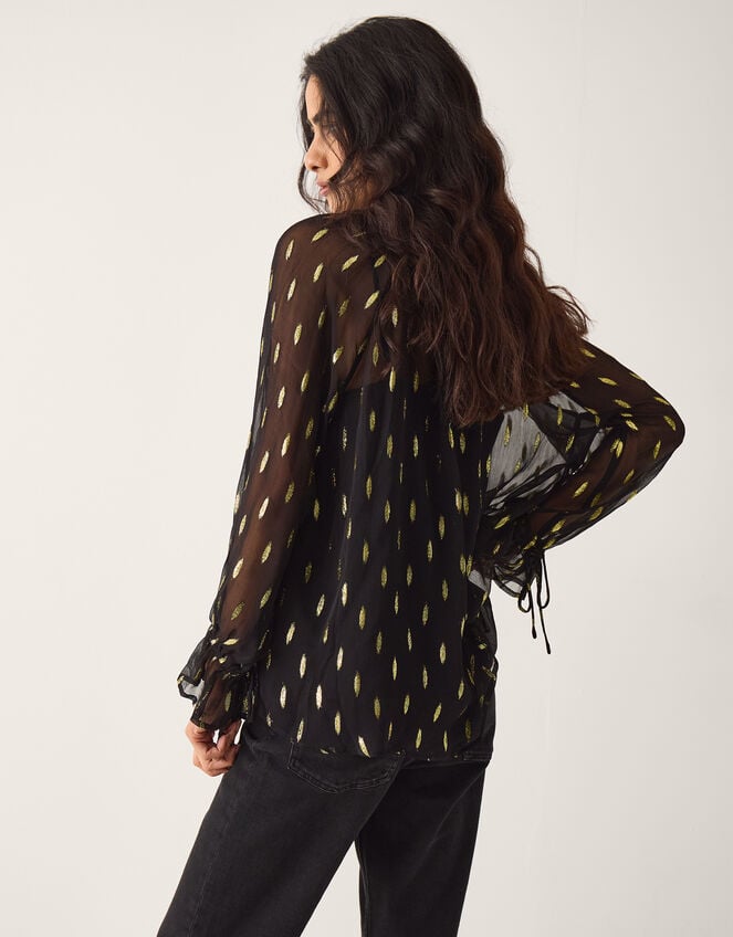 La Galeria Elefante Cowgirl Shimmer Blouse, BLACK GOLD, large