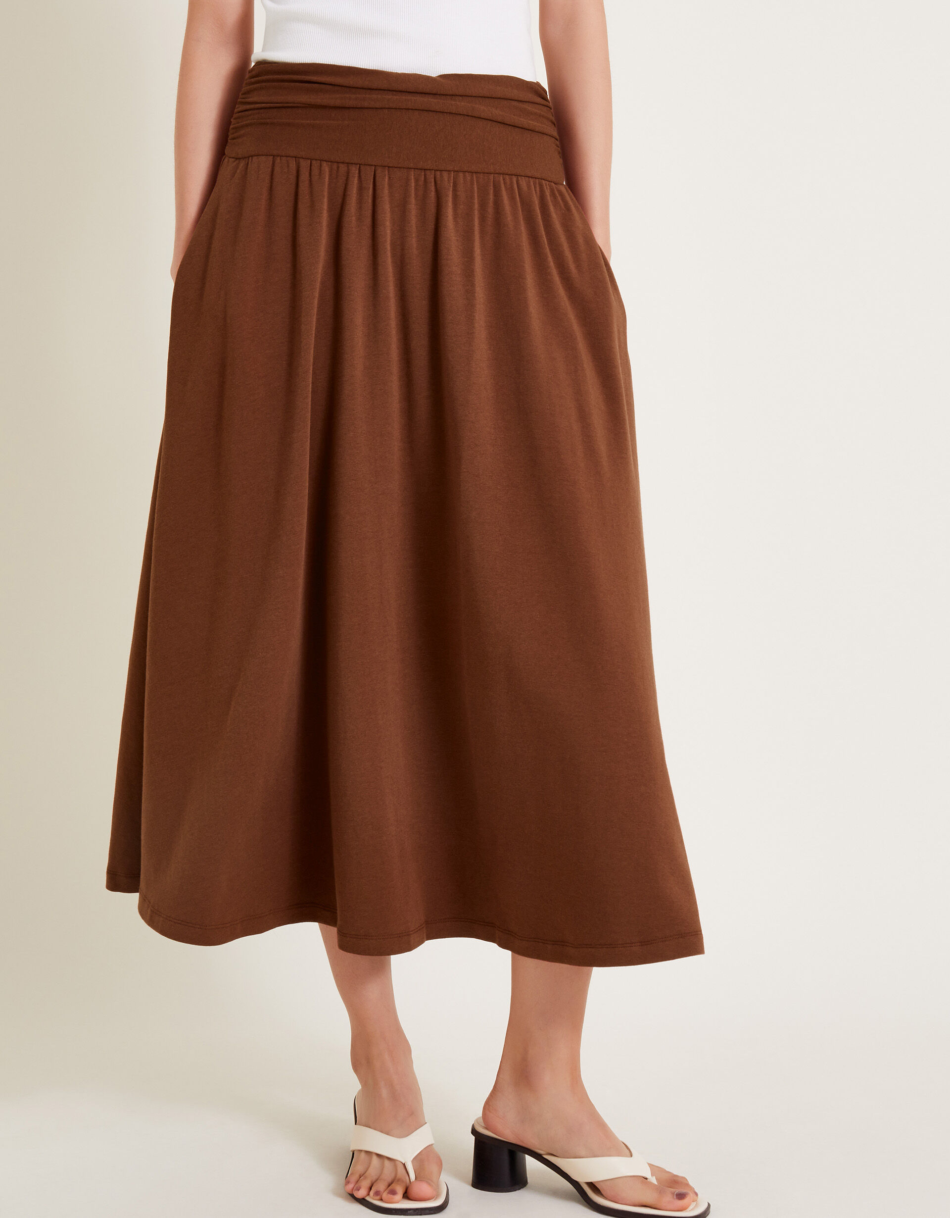 Brown midi skirt uk shop