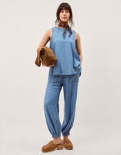 Daria Chambray Joggers, Blue (DENIM BLUE), large