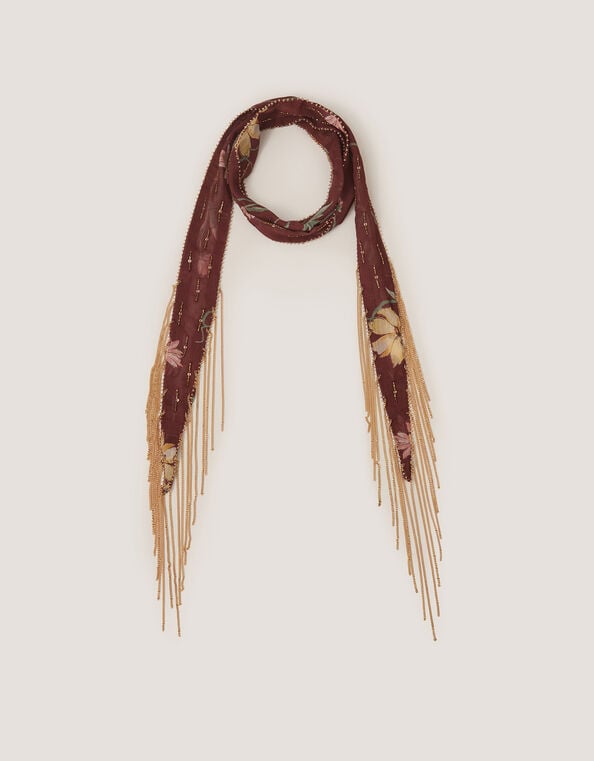 Ida Floral Embellished Skinny Scarf, , large