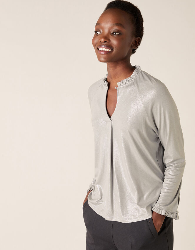 LOUNGE Gayle Shimmer Blouse, Grey (GREY), large
