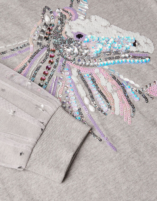 Unicorn Star Sleeve Sweatshirt, Grey (GREY), large