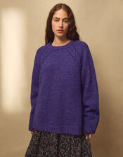 East Ami Cable Knit Jumper, VIOLET, large