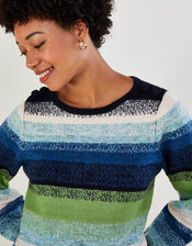 Stripe Jumper with Recycled Polyester, Green (GREEN), large