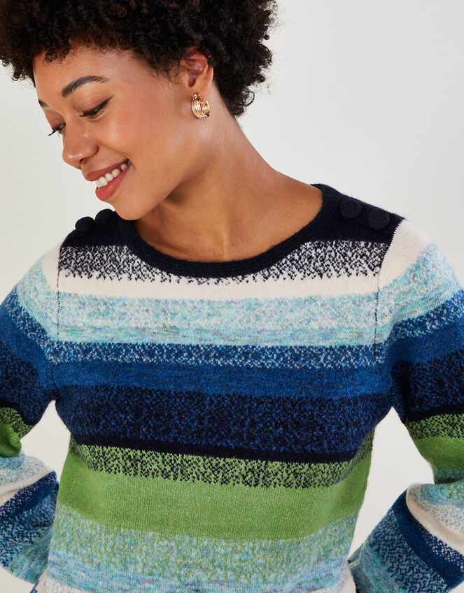 Stripe Jumper with Recycled Polyester, Green (GREEN), large