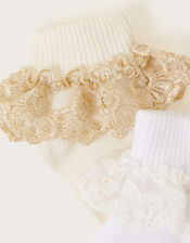 2-Pack Baby Sparkle Lace Socks, Multi (MULTI), large
