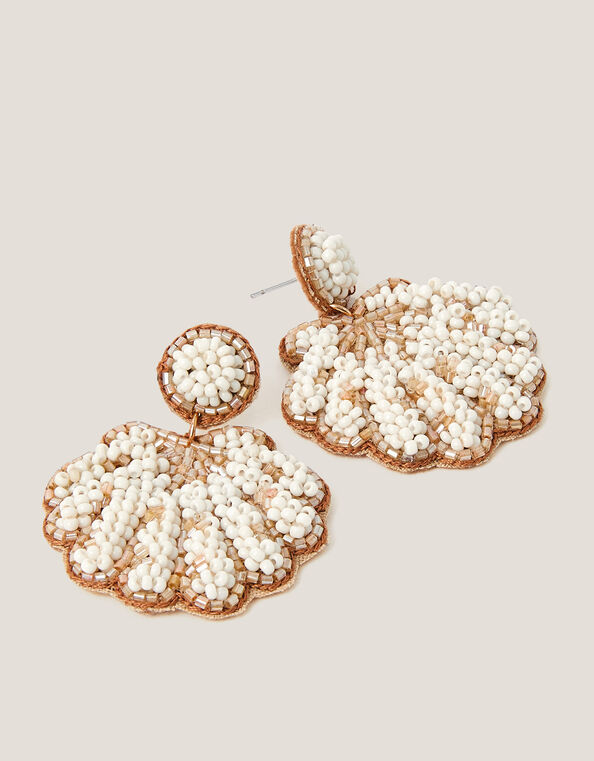 Seashell Beaded Drop Earrings, , large