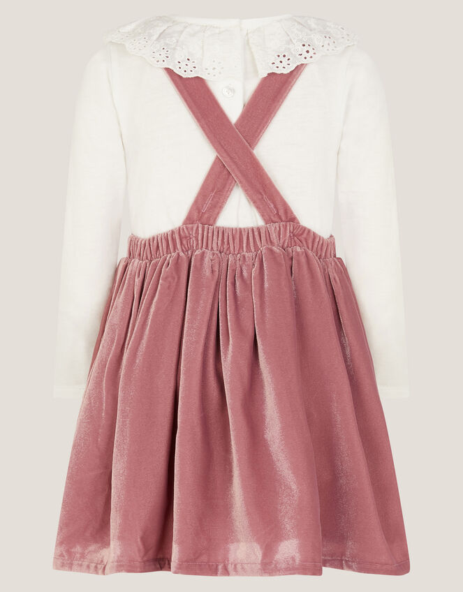 Baby Broderie Top & Bow Pinafore Dress Set, Pink (PINK), large