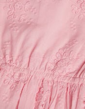Puff Sleeve Floral Embroidered Dress, Pink (PINK), large