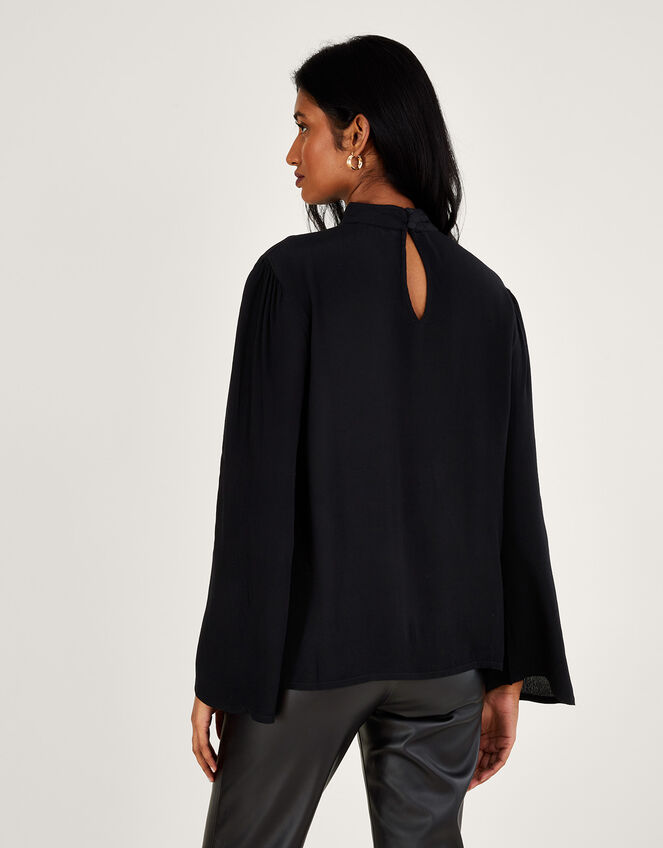 Mary Embroidered Top in Sustainable Viscose, Black (BLACK), large