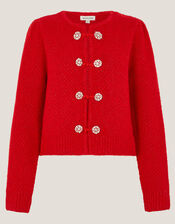 Fessa Jewel Brooch Cardigan, Red (RED), large