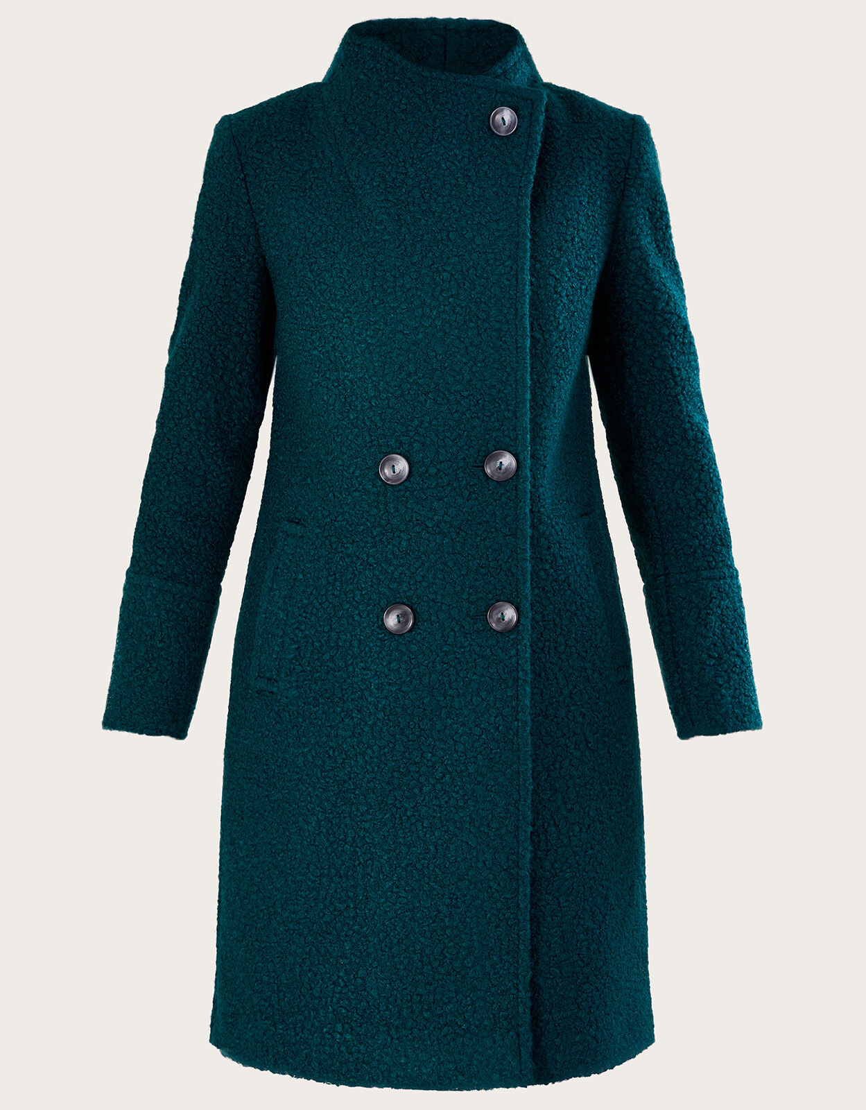 Teal boucle coat sale