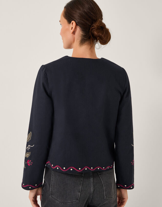 Valerie Floral Embroidered Jacket, Black (BLACK), large