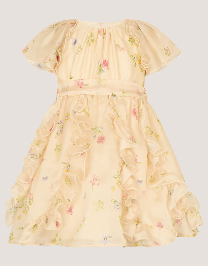 Baby Ditsy Floral Ruffle Party Dress, Yellow (LEMON), large
